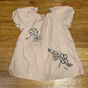 Zara Baby Girl Floral Embroidered Sparkle Dress, Dusty Pink & Black, 1.5 Years